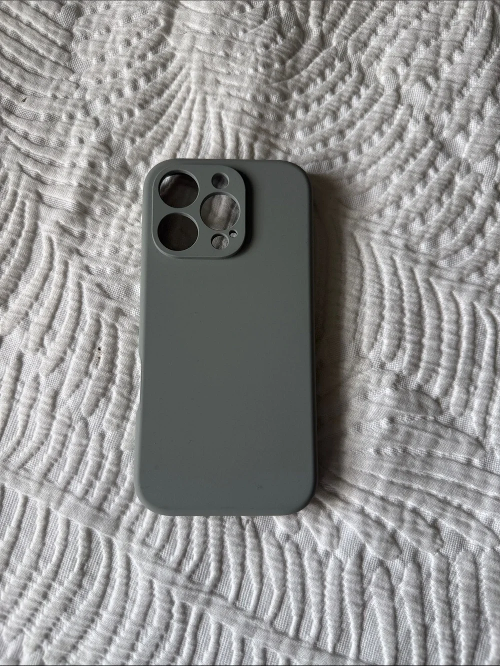 Soft-Touch Gray Silicone Phone Case with Camera Protection